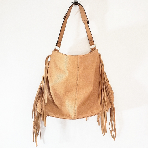 Expressions Handbags - Expressions NYC Fringed Boho Bag NWT Tan Vegan